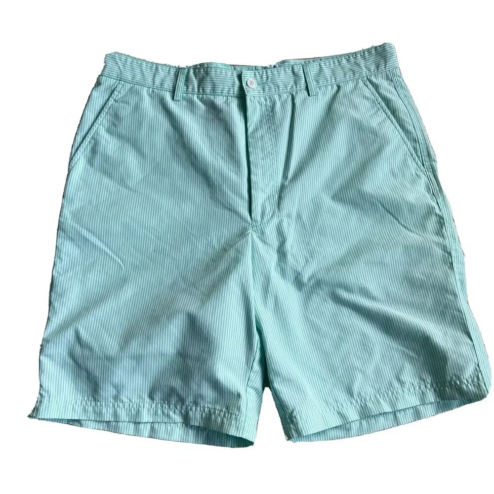 Spyglass by Pebble Beach Mens Sz 36 Green Striped Shorts Luxury Performance
